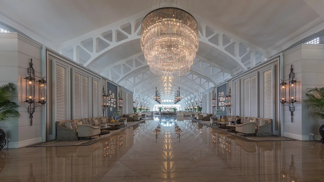 Illustrative photograph of the lobby at The Fullerton Bay Hotel in Singapore, not a hotel reviewed on this site.