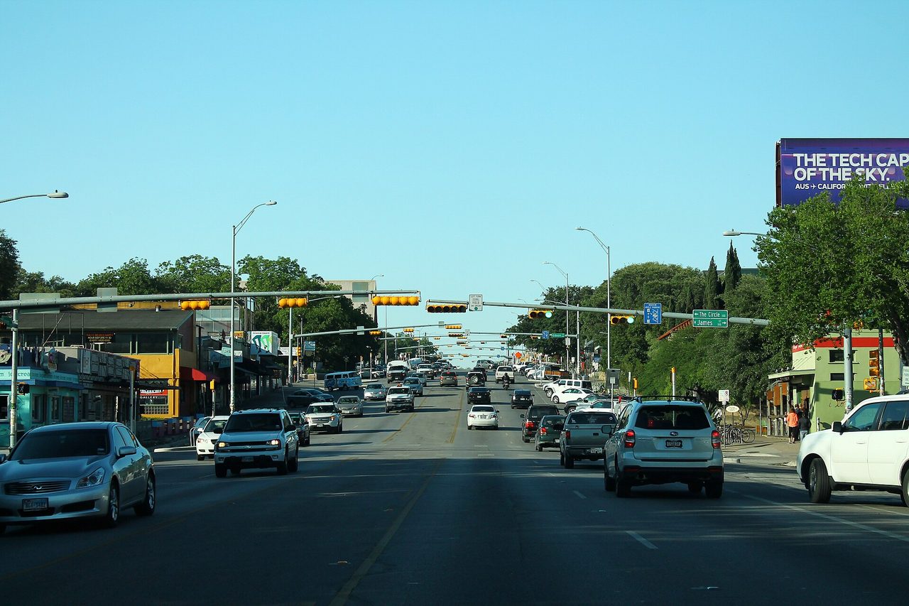 South Congress Avenue in Austin, Texas. Photograph of the street, not a hotel.