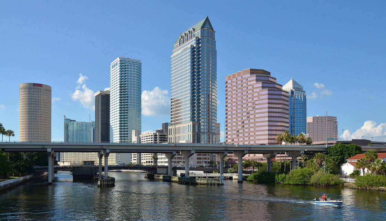 Downtown Tampa, Florida skyline. Photograph of the city, not a hotel.